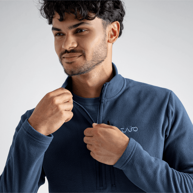 Auro Men's Fleece Zip Top — Harbor Blue