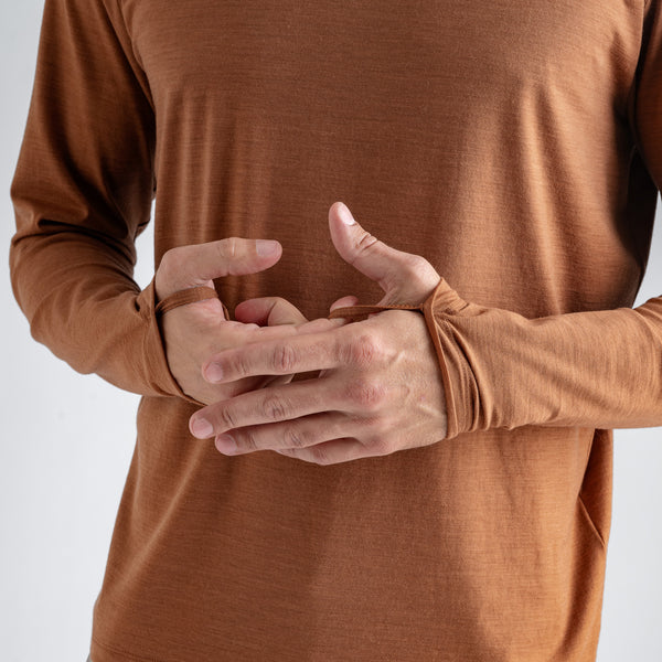Kora Men's Merino Hoodie — Black Olive