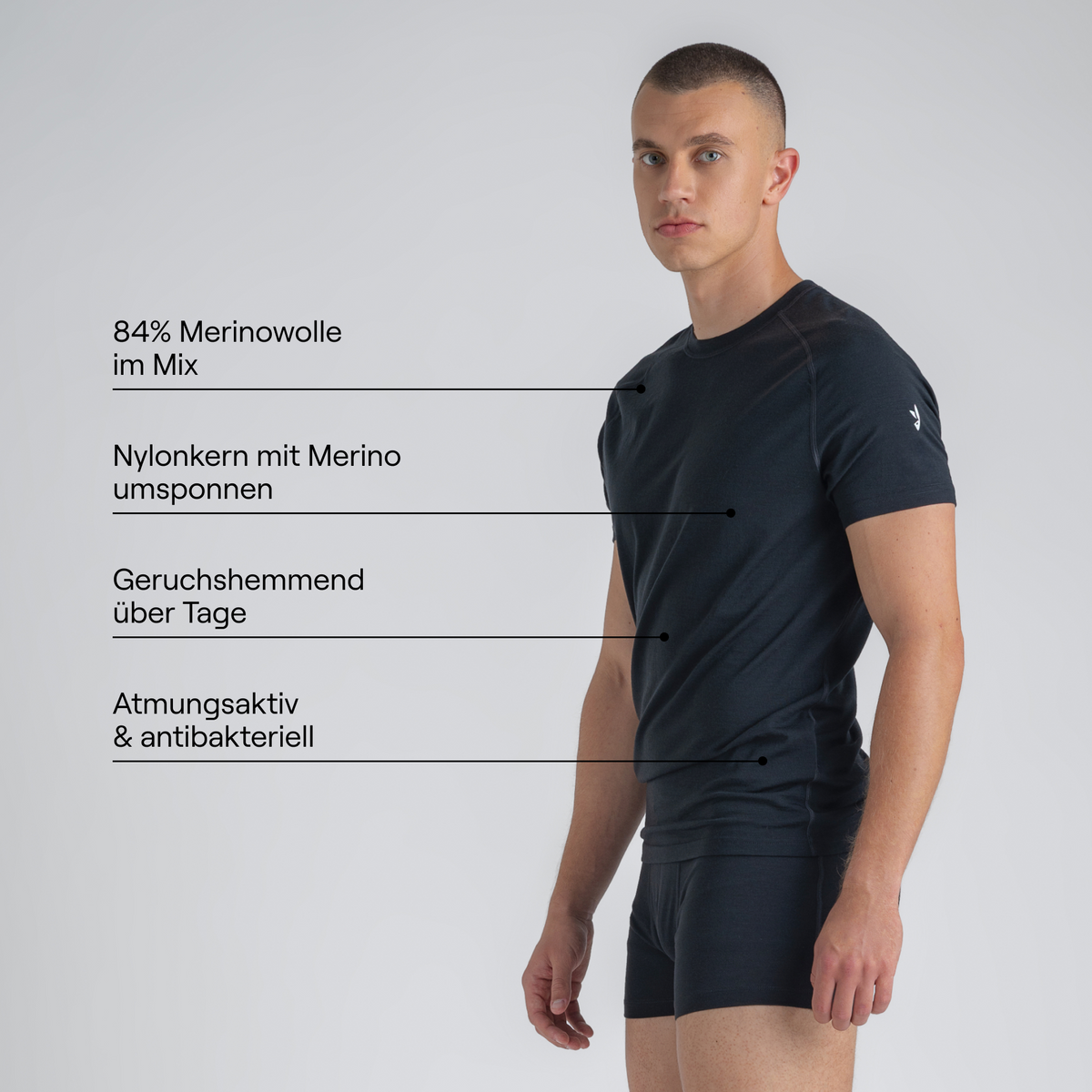 Senti Men's Merino T-shirt — Black